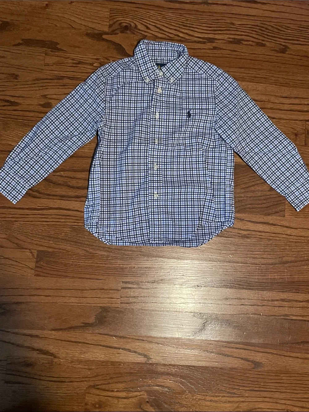 Ralph Lauren Blue and White Check Button-Down Shirt for Kids